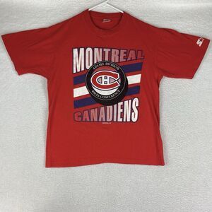Vintage Montreal Canadiens Shirt Mens‎ Size L Red NHL Hockey Tee Single Stitch